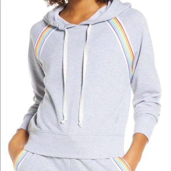 soulcycle Rainbow Inset Hoodie Heather Grey - Picture 1 of 6